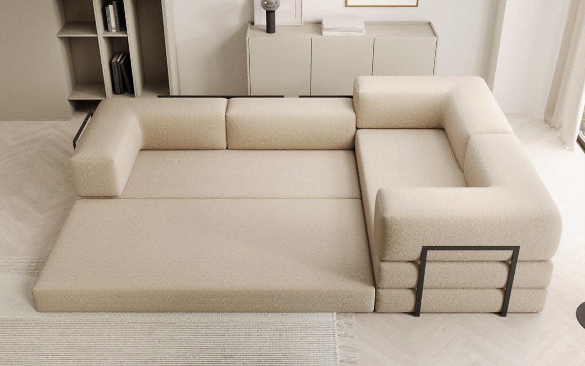 Designer Sofa Lazy L geschlossen in Bouclé