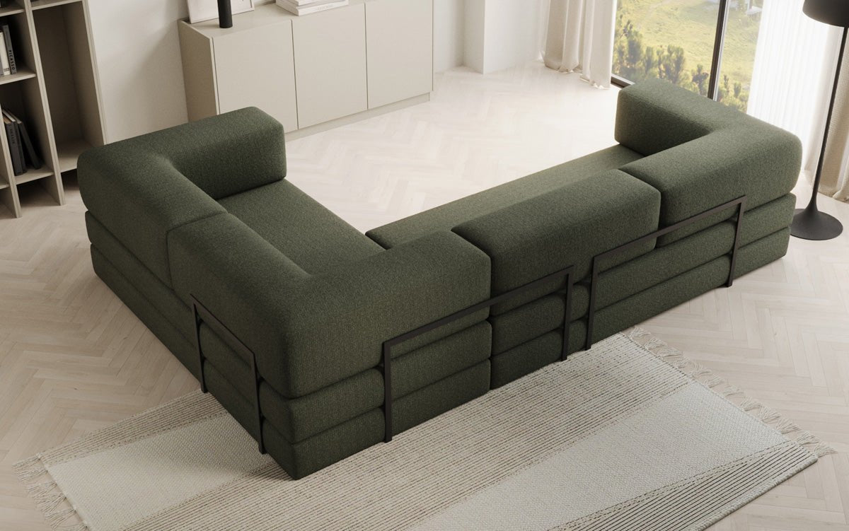 Designer Sofa Lazy L geschlossen in Bouclé
