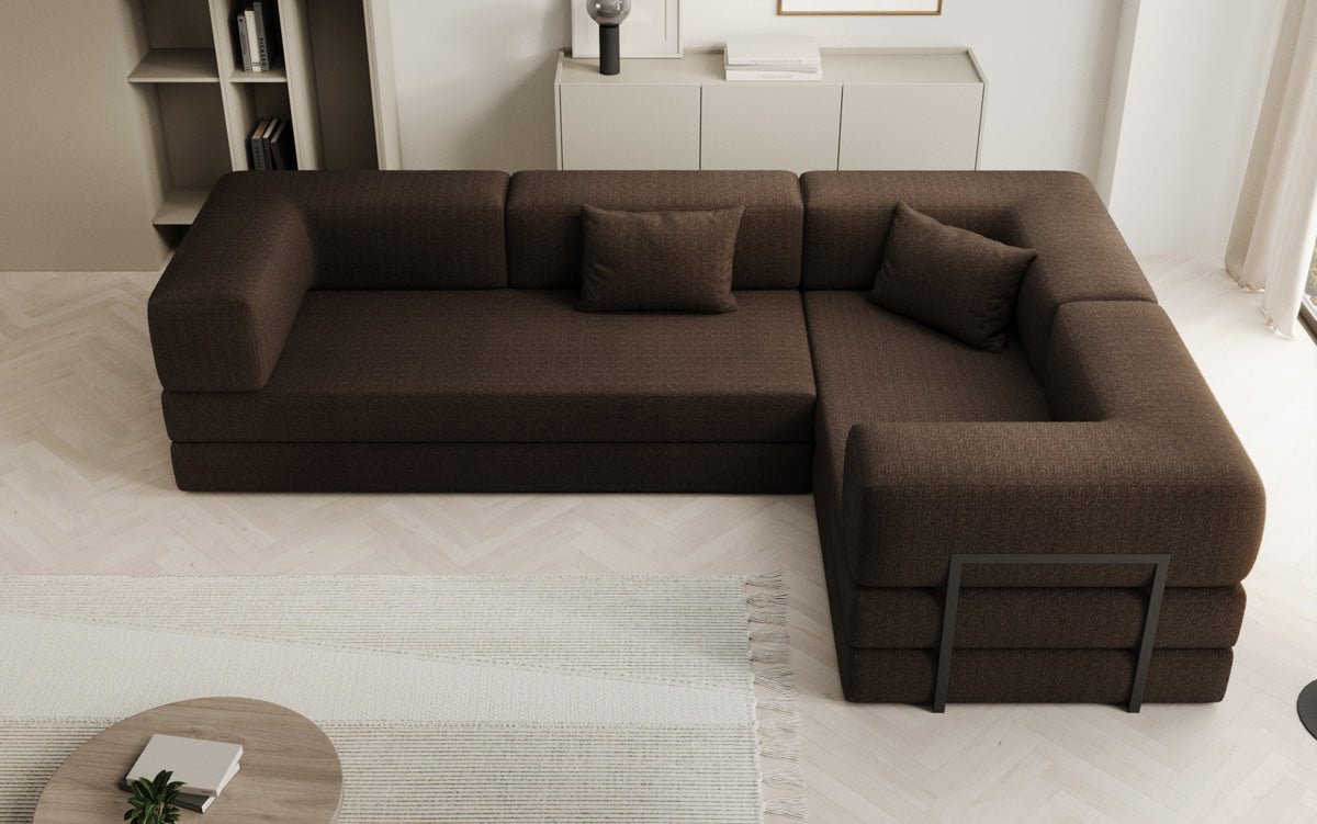 Designer Sofa Lazy L geschlossen in Bouclé