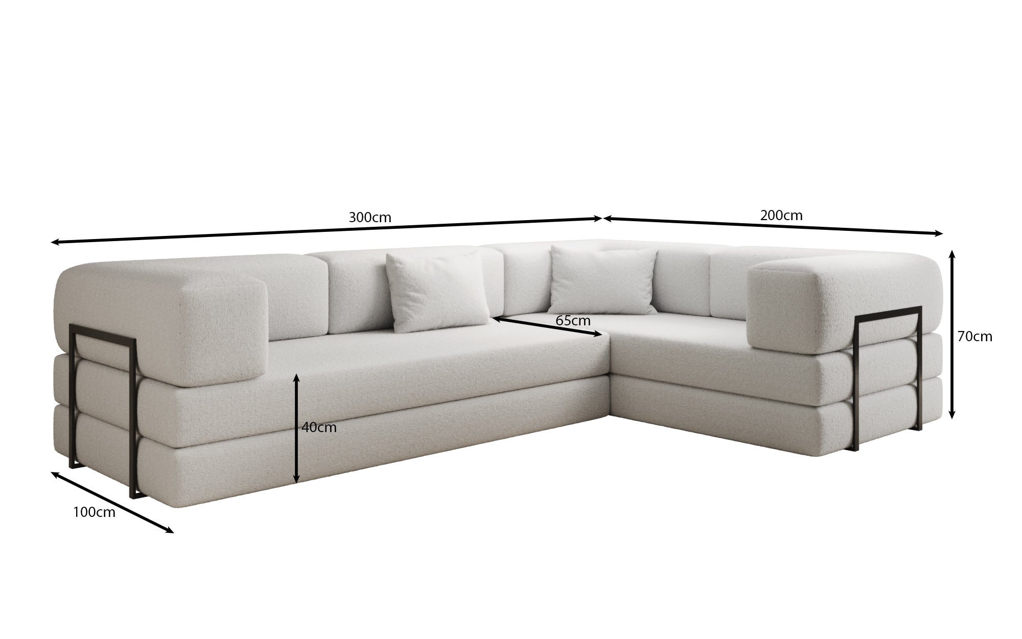 Designer Sofa Lazy L geschlossen in Bouclé