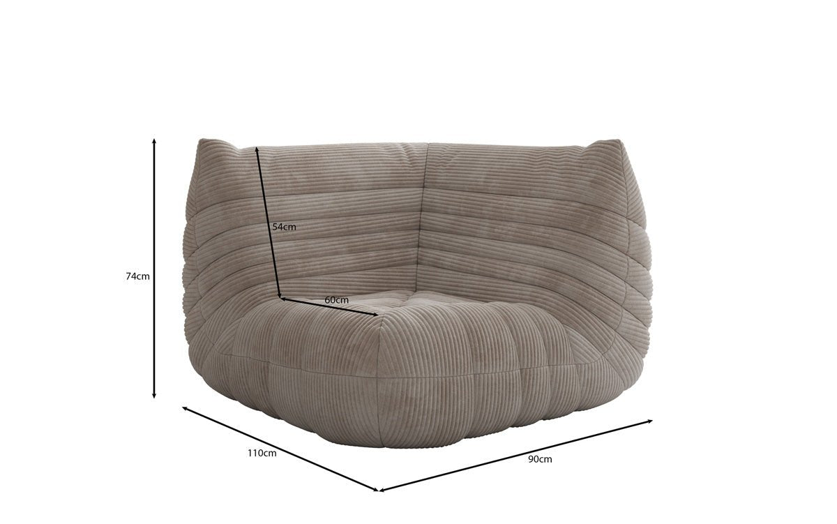 Designer Eckmodul Sofa-Sessel Calmo in Ribstof