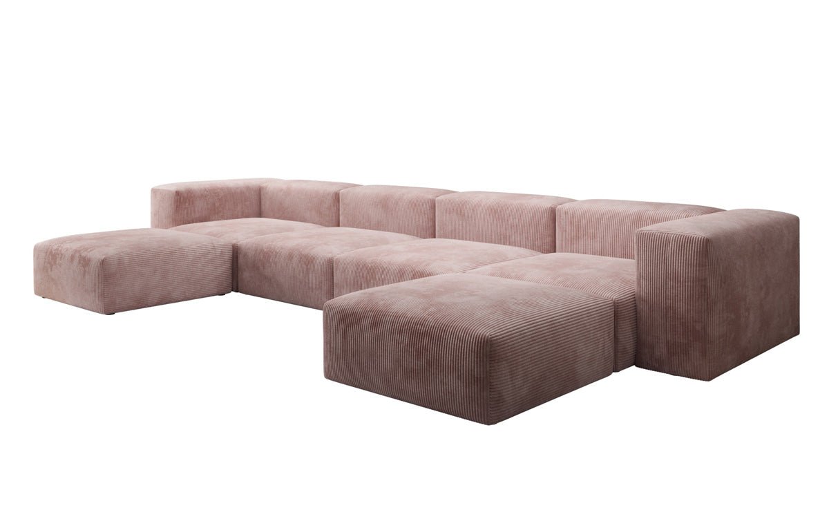 Designer U Sofa Snug in Ribstof