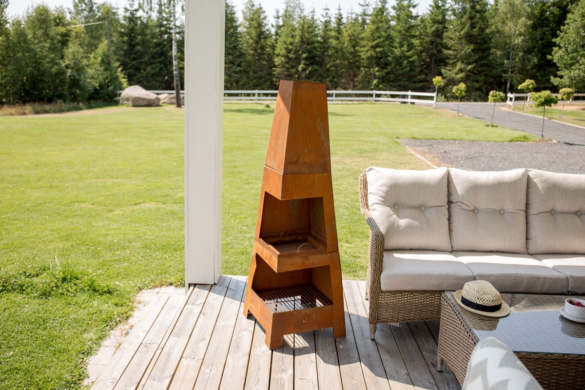 Feuerkorb Elias - quadratischer Kamin in Rusty Orange