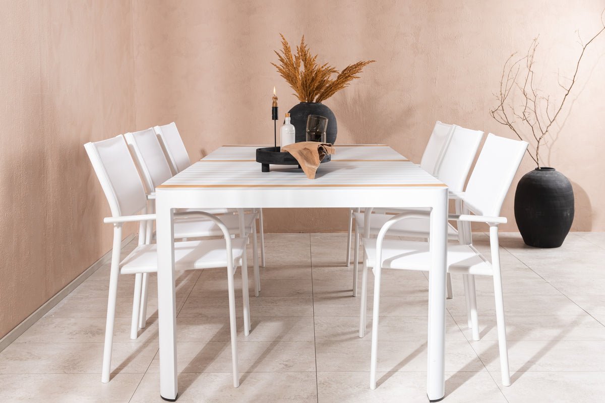 Ensemble de repas de jardin Mareike – Ensemble de mobilier de jardin blanc en 2 tailles