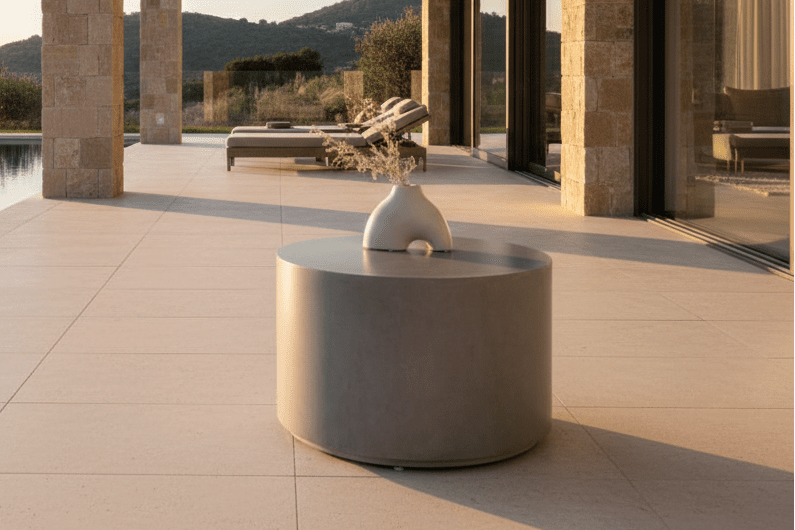 Garten Beistelltisch India - Ø60 aus Aluminium in der Farbe Grau