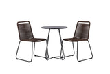 Garten Cafegruppe Aven – 3-teiliges Gartenmöbel-Set in Braun/Schwarz
