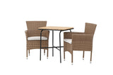 Garten Cafegruppe Rieva – 3-teiliges Gartenmöbel-Set mit Tisch aus Akazie und Stahl