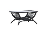 Garten Couchtisch Sarina - Aus Rattan und Glas in Schwarz