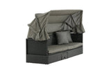 Garten Daybed Merano – Outdoor-Liege mit Sonnendach aus Polyrattan in Schwarz