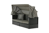 Garten Daybed Merano – Outdoor-Liege mit Sonnendach aus Polyrattan in Schwarz