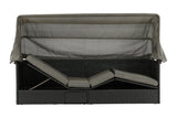 Garten Daybed Merano – Outdoor-Liege mit Sonnendach aus Polyrattan in Schwarz