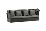 Garten Daybed Merano – Outdoor-Liege mit Sonnendach aus Polyrattan in Schwarz