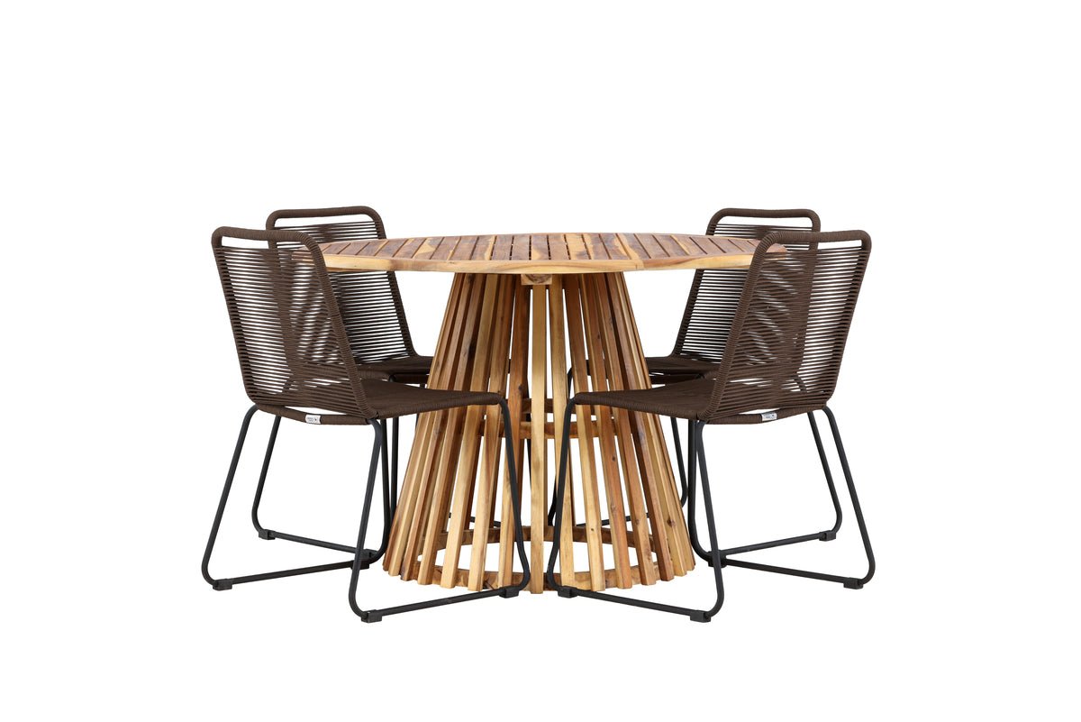 Garten Essgruppe Amano – 5-teiliges Gartenmöbel-Set mit rundem Tisch in 2 Farben