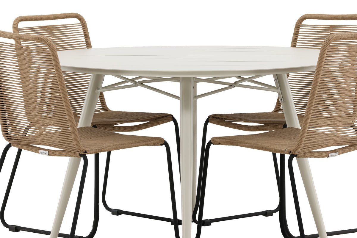 Garten Essgruppe Fina – 5-teiliges Gartenmöbel-Set mit rundem Tisch