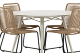 Garten Essgruppe Fina – 5-teiliges Gartenmöbel-Set mit rundem Tisch