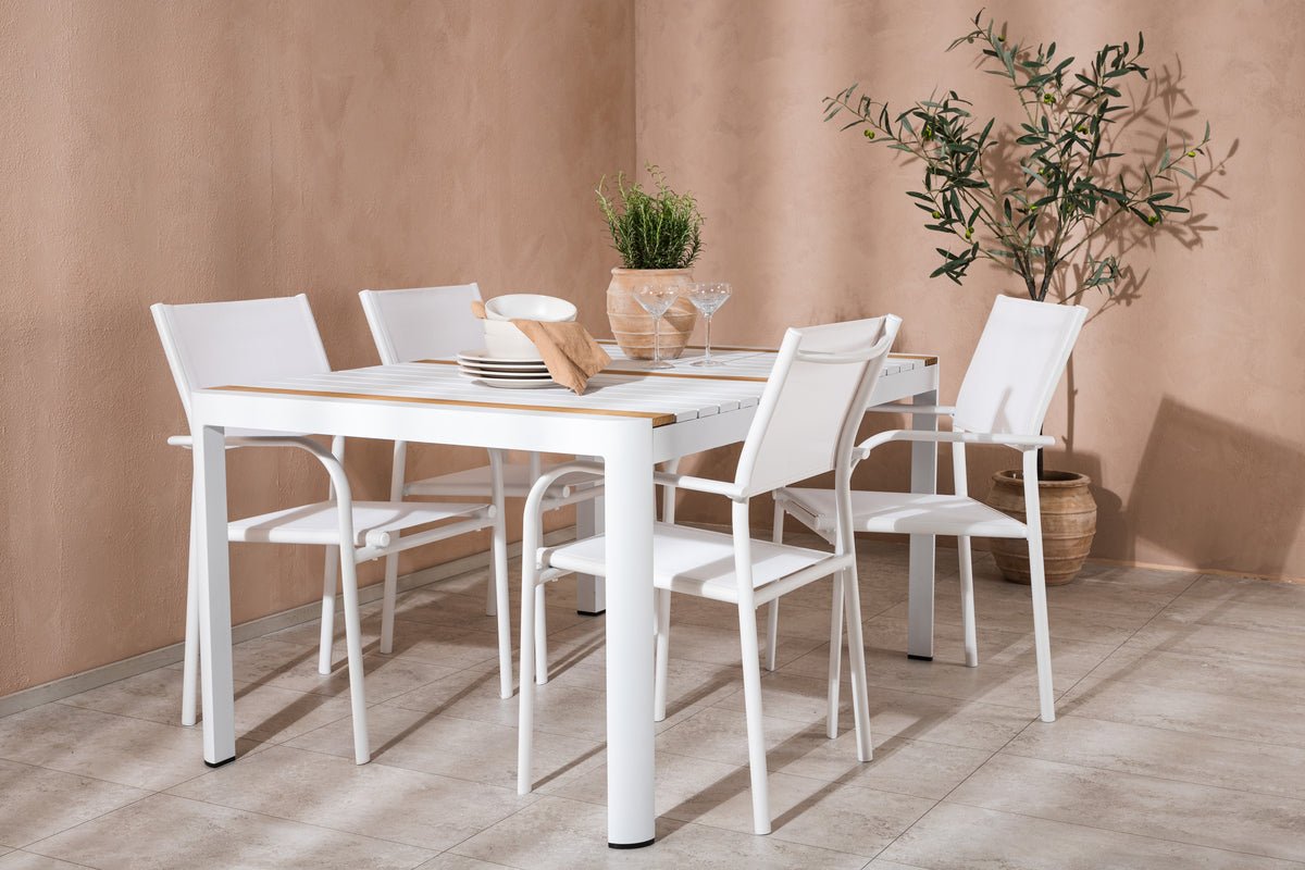 Garten Essgruppe Mareike – Weißes Gartenmöbel-Set in 2 Größen