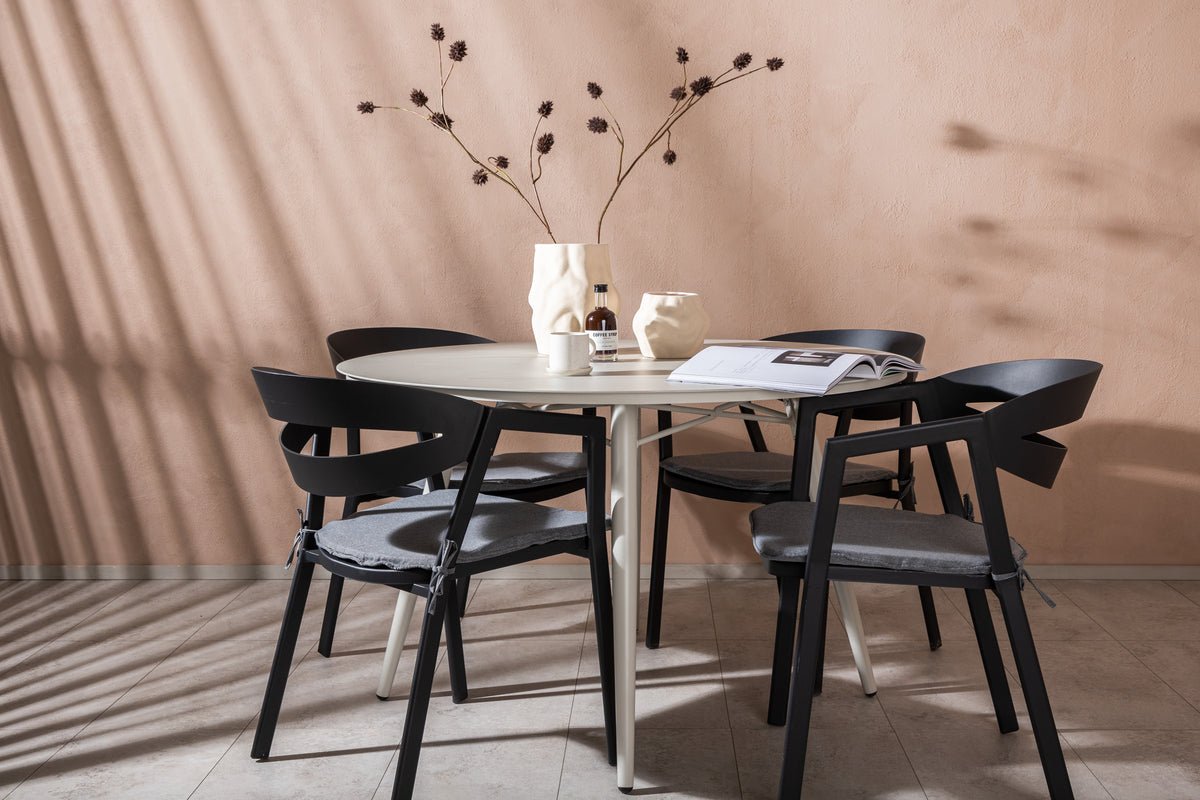 Garten Essgruppe Mivano – 5-teiliges Set mit rundem Tisch