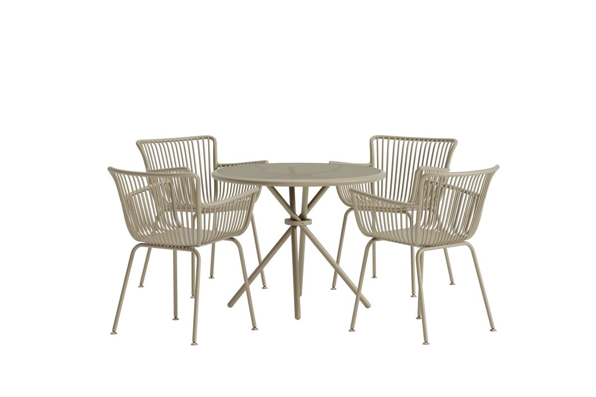 Garten Essgruppe Solvira – 5-teiliges Gartenmöbel-Set mit rundem Tisch