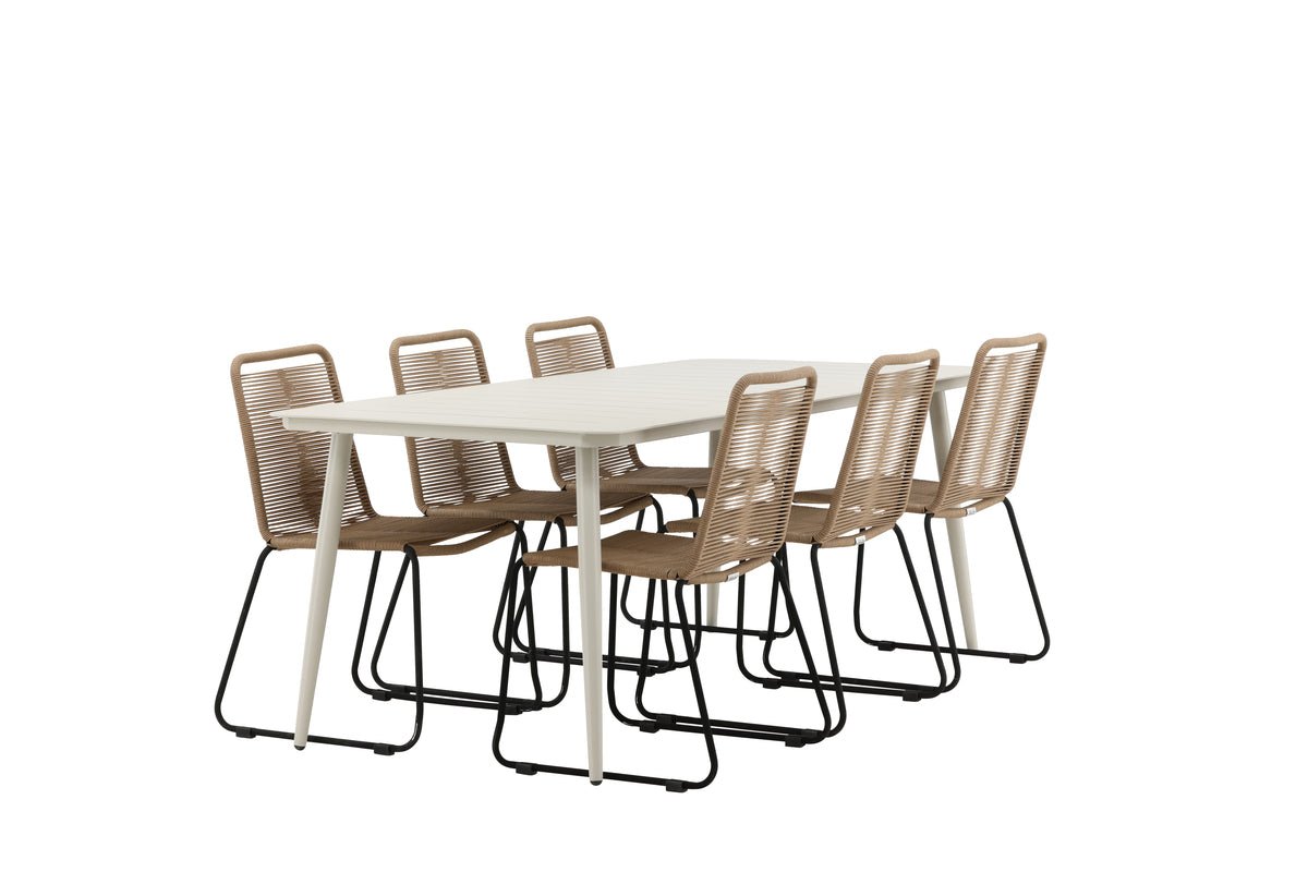 Garten Essgruppe Teneriffa– 7-teiliges Gartenmöbel-Set Beige/Braun