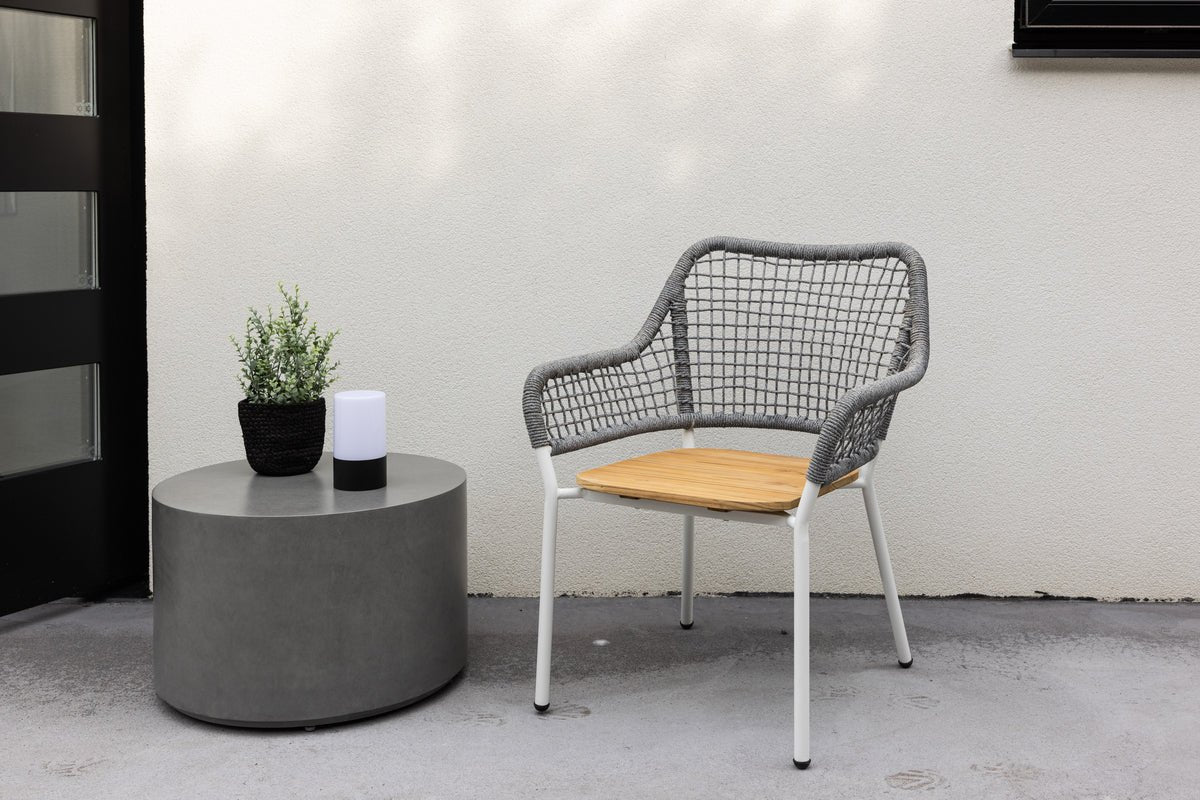 Fauteuil lounge de jardin Amore - en Gris avec une assise en teck