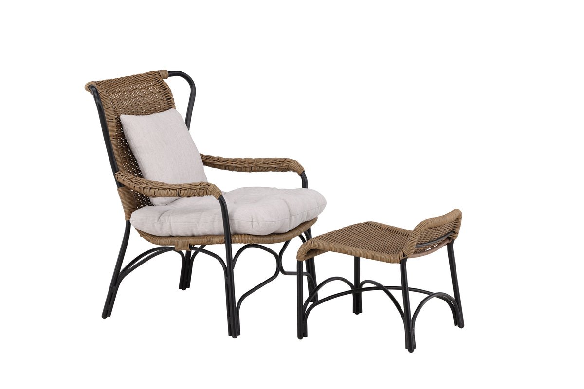 Tuinloungefauteuil Asia - met zwart frame en lichte kussens