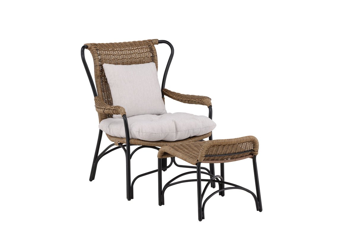 Tuinloungefauteuil Asia - met zwart frame en lichte kussens