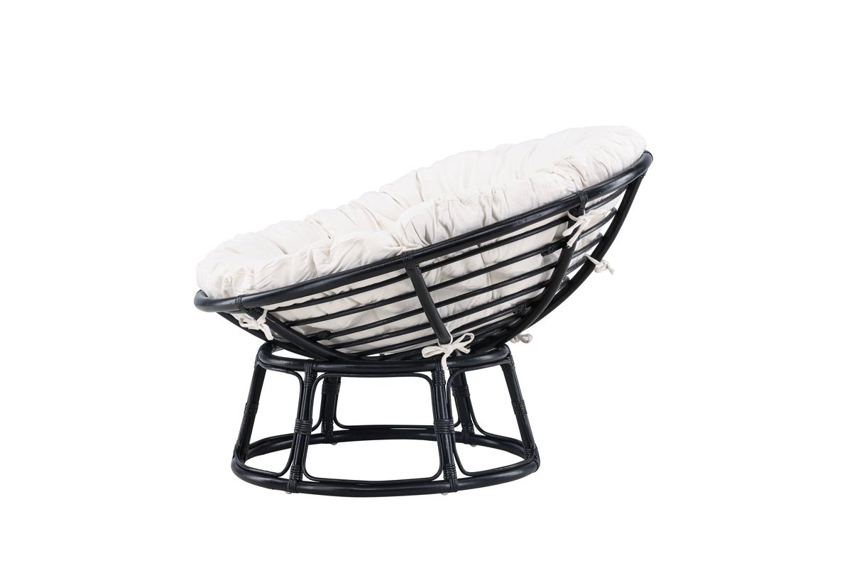 Tuin-loungestoel Bob - van zwart rattan inclusief kussen