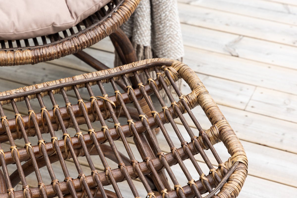 Fauteuil lounge de jardin Naples - en bambou et rotin couleur noyer