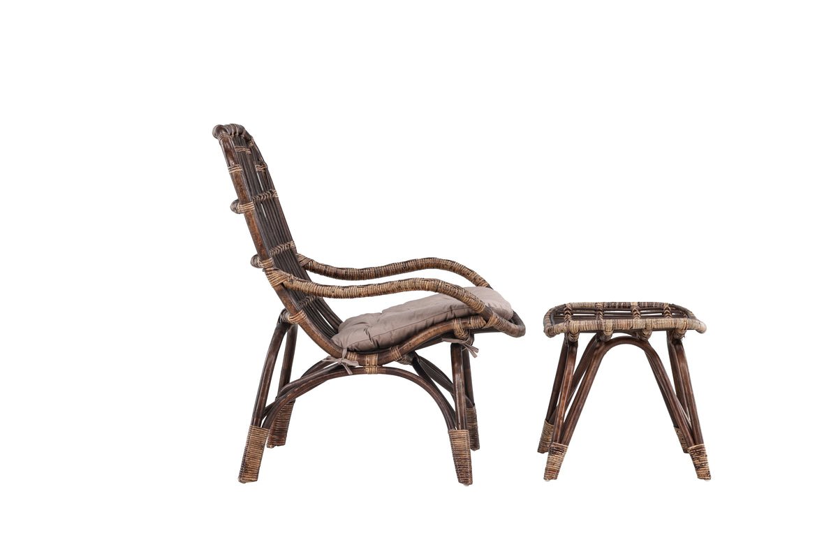 Fauteuil lounge de jardin Naples - en bambou et rotin couleur noyer