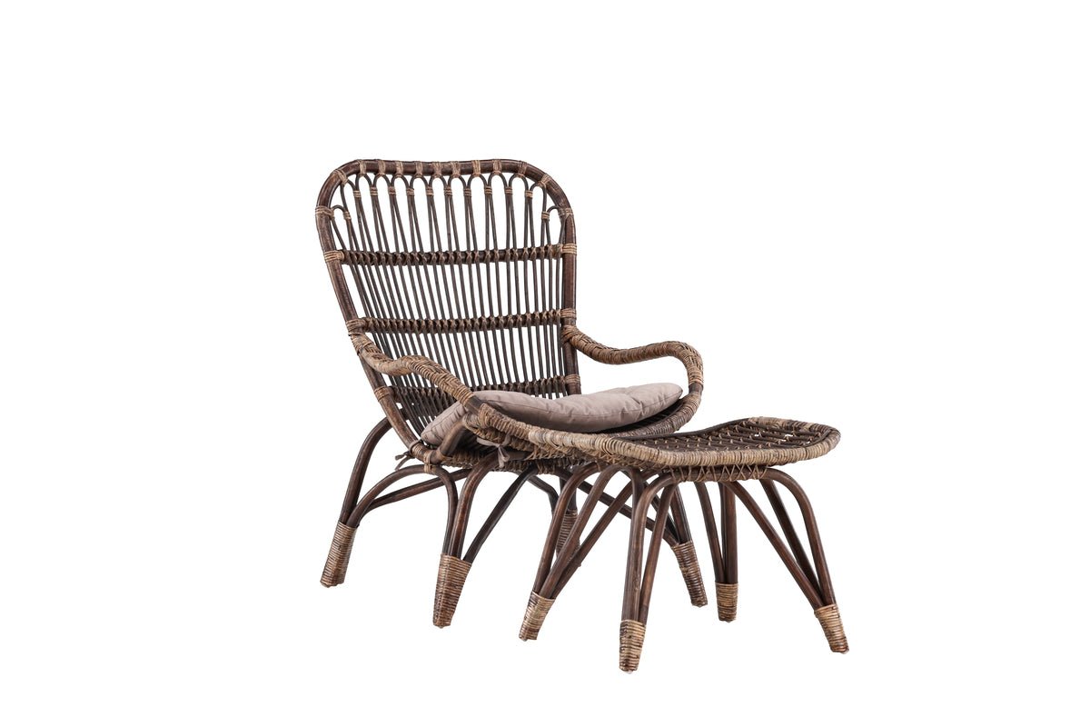 Fauteuil lounge de jardin Naples - en bambou et rotin couleur noyer