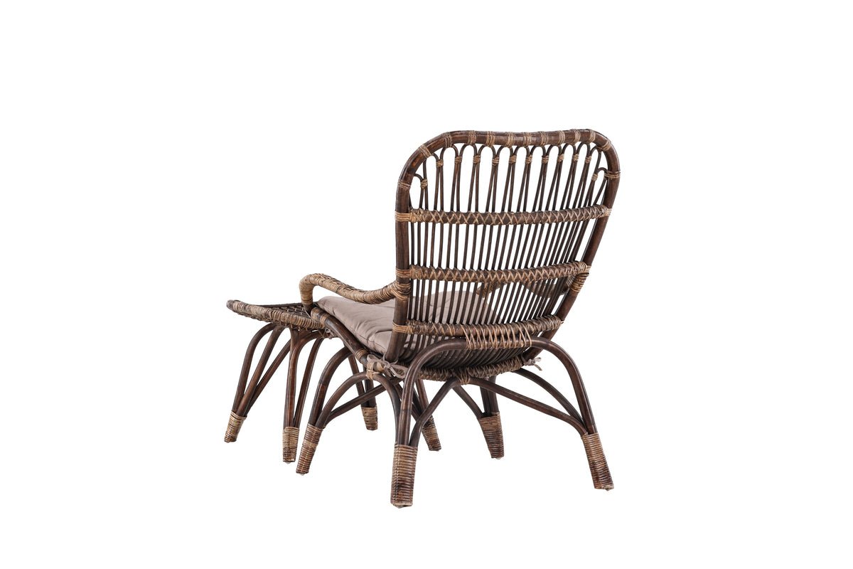 Fauteuil lounge de jardin Naples - en bambou et rotin couleur noyer