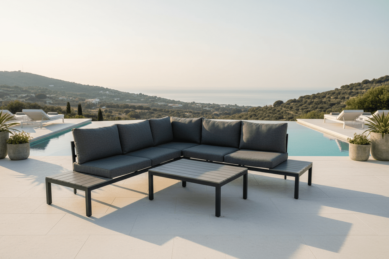 Garten Loungeset Anker – mit Ecksofa & Tisch, wetterfest