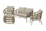 Garten Loungeset Anton – in Braun mit Glasplatte & Kissen