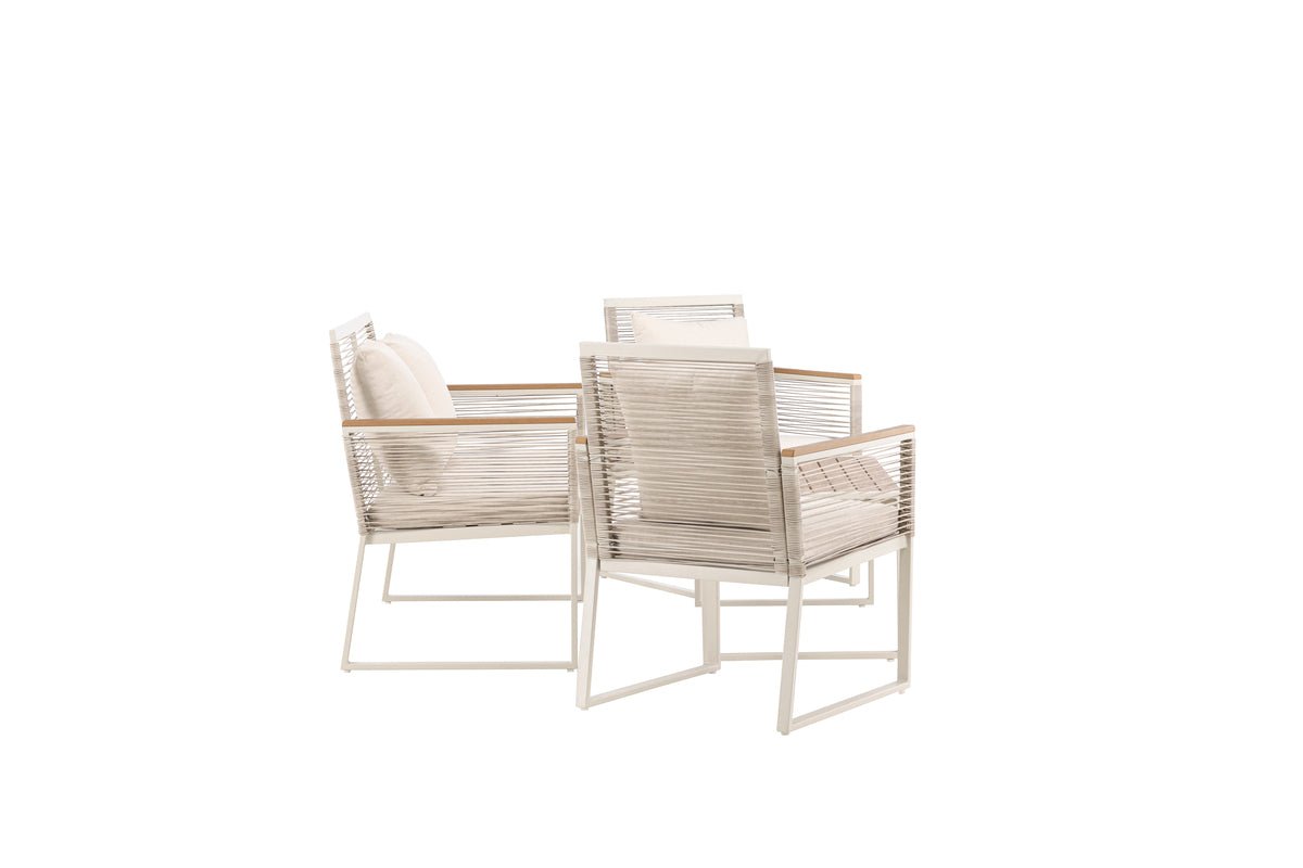 Garten Loungeset Janel – 4-teilig mit Holztisch in Beige