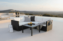 Garten Loungeset Liana – mit schwarzem Geflecht & weißen Kissen