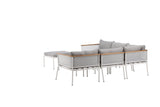 Garten Loungeset Luana – in Weiß & Schwarz mit Teak-Tisch & Polstern