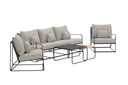 Garten Loungeset Nivo – 5-teiliges Set mit beigen Bouclé-Kissen