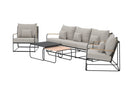 Garten Loungeset Nivo – 5-teiliges Set mit beigen Bouclé-Kissen