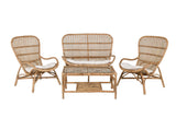 Garten Loungeset Raisa – mit Glasplatte & weißen Kissen