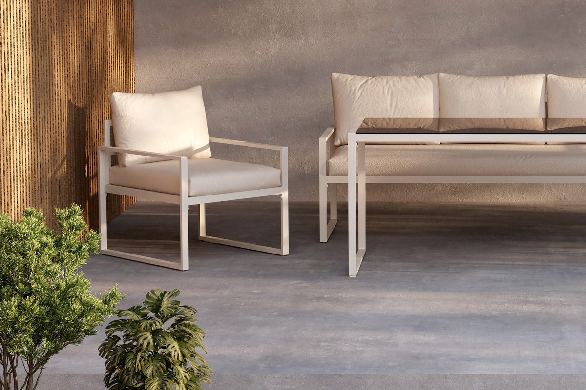 Garten Loungeset Sovana – 3-teilig in Schwarz/Weiß & Beige