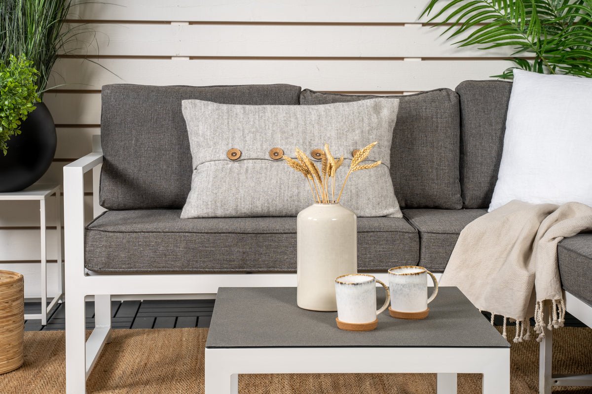Garten Loungeset Tamara – in Grau mit Glasplatte für Terrasse & Balkon