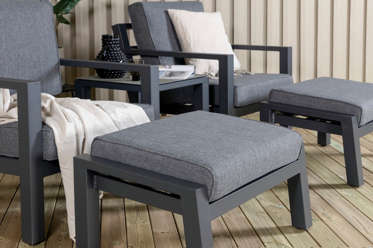 Garten Loungeset Tavira – 5-teiliges Outdoor-Sessel-Set in Schwarz