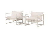 Garten Loungeset Valenza – 3-teiliges Outdoor-Set in Beige mit Glastisch