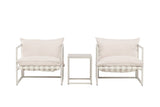 Garten Loungeset Valenza – 3-teiliges Outdoor-Set in Beige mit Glastisch
