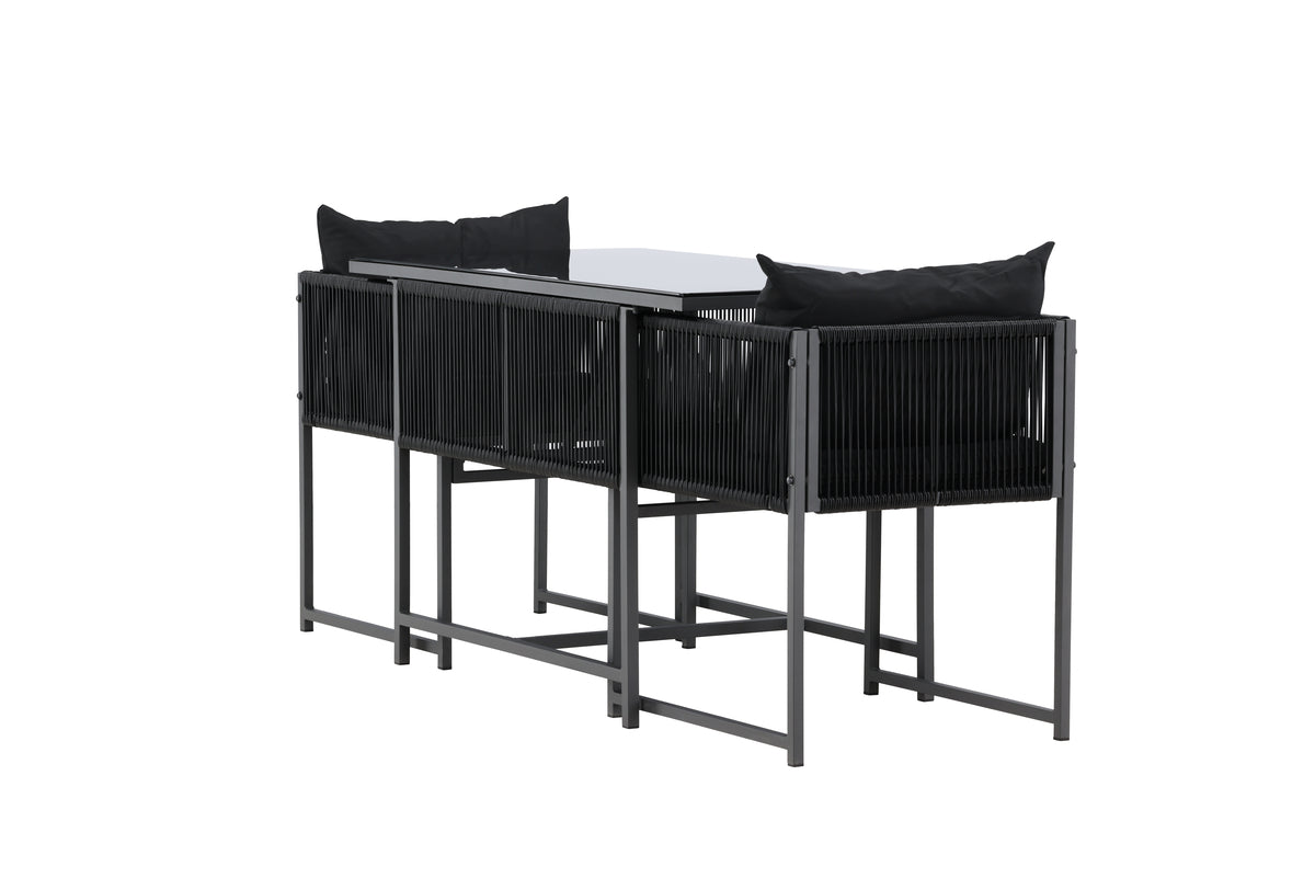 Garten Loungeset Velenzo – 3-teiliges Set mit 2 Stühlen in Schwarz