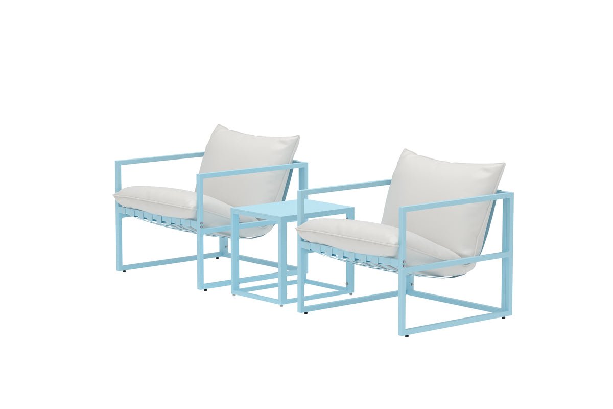 Garten Loungeset Vero – 3-teiliges Set in Hellblau inklusive Kissen