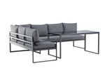 Garten Loungeset Zico – 3-teilig mit Glastisch in Grau
