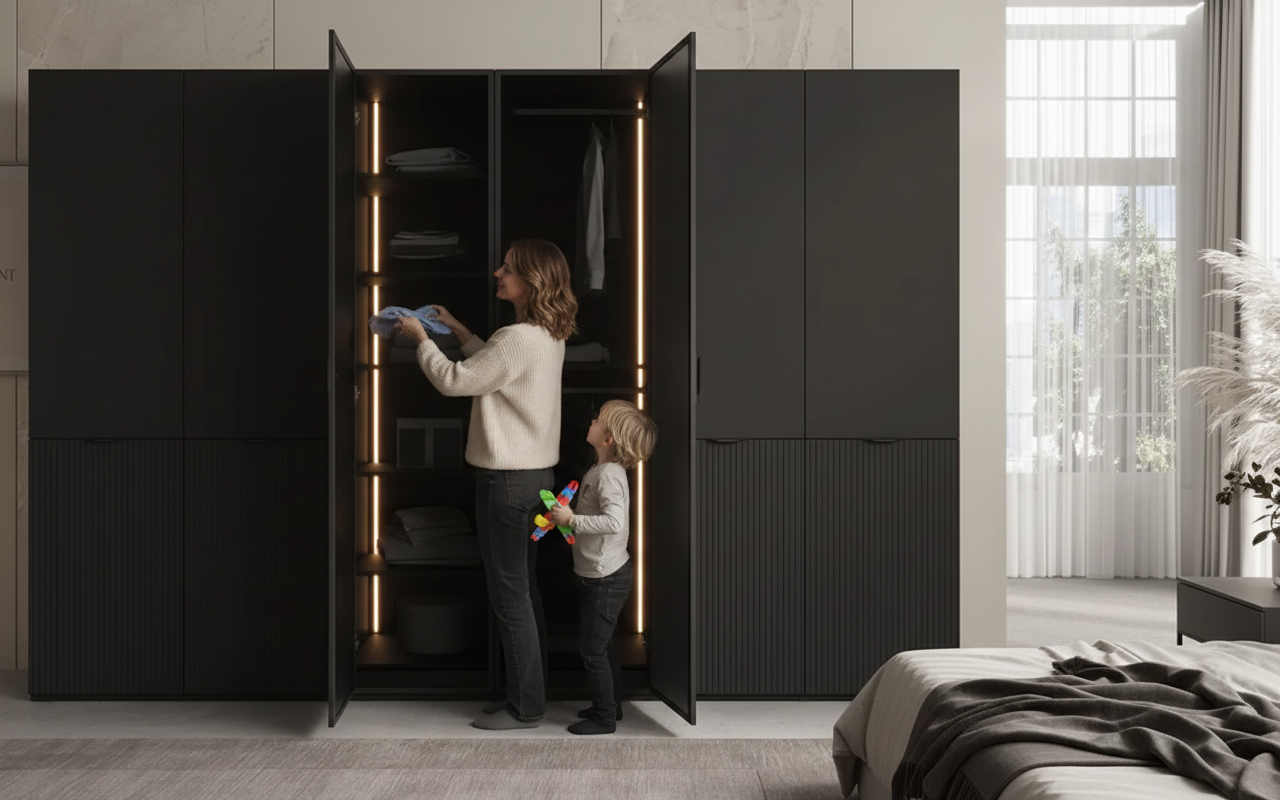 Chambre à coucher de luxe avec lit sur mesure