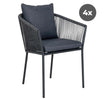 Lot de 4 - Chaise de jardin Tavira Noir/Gris