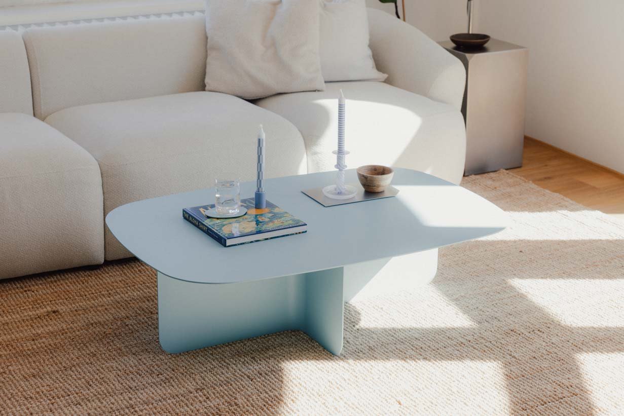Table basse Livia – design Japandi en tôle thermolaquée